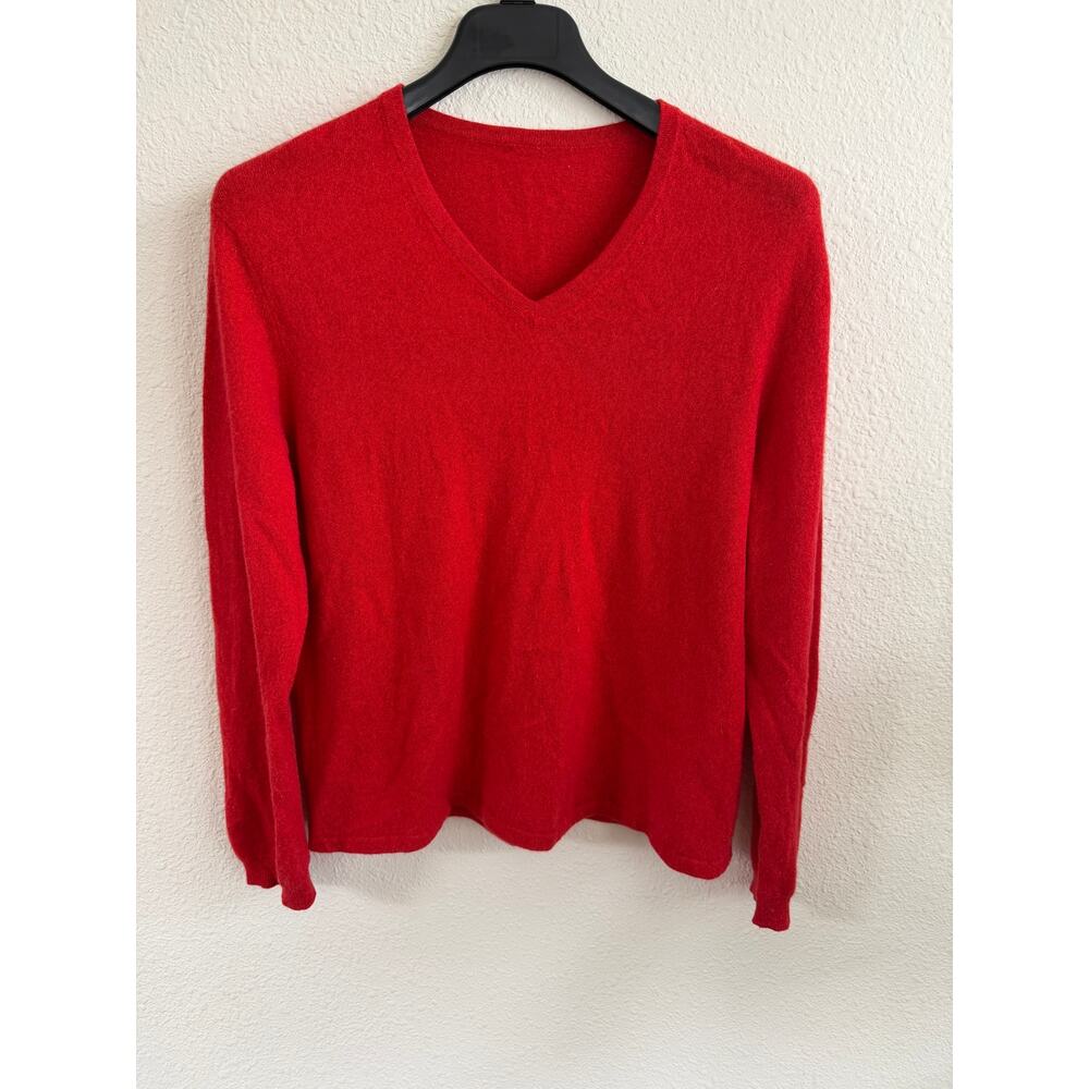 Red Cashmere V-Neck Sweater - Size XL - High Quality Knit